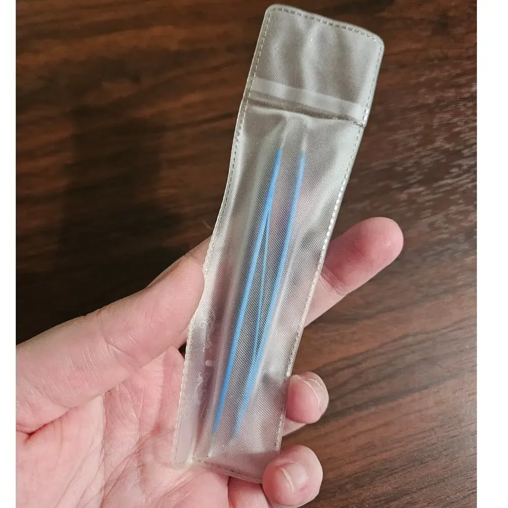 F.A.R.A.H. Blue Stainless Steel Dual Ended Precision Tweezers in Pouch